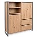Produktbild Homestyle4u 2114 Kommode Sideboard Eiche Schwarz Schrank Holz Massiv Schubladen Highboard Anrichte