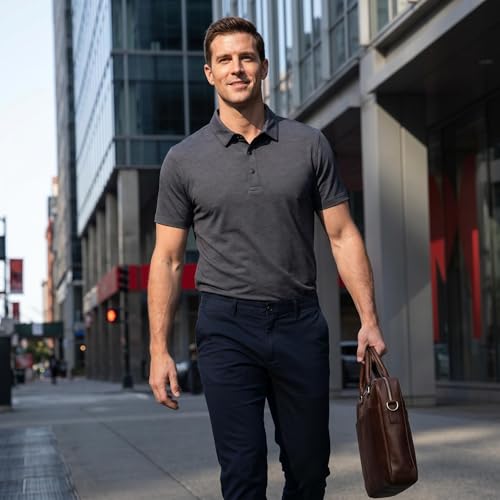 Camiseta polo para hombre, ajuste slim, manga corta, secado rápido, ideal para golf, tecnología anti-transpiración miniatura 2