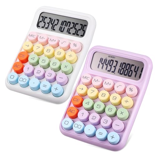 Calculadora de teclado mecánico para escritorio y oficina con estética colorida