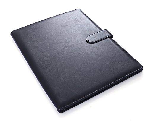 Image of Padfolio Portfolio Resume Folder with Pocket, Premium Faux Leather Interview Writing Legal Pads Document Organizer Portfolio with Business Card Holder (Black)