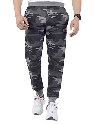 DECISIVE Men's Slim Fit Tracksuit Bottoms, Camo grey, M