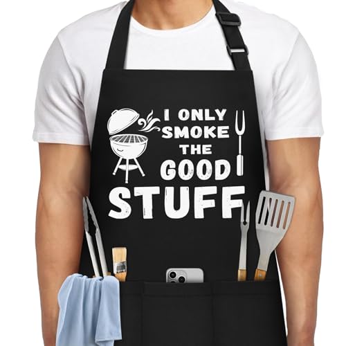 NLUS Funny Aprons for Men Mens Funny Chef Cooking Grilling BBQ Apron with 3 Pockets Gifts for Christmas Fathers Day Birthday