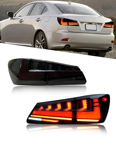 VAVNLR Tail Lights for Lexus IS250 IS350 ISF IS 220d 2006-2012 LED Tail Light Assembly Smoke Black Sequential Rear Lamps Turn Signal, Start-up Animation, Plug and Play