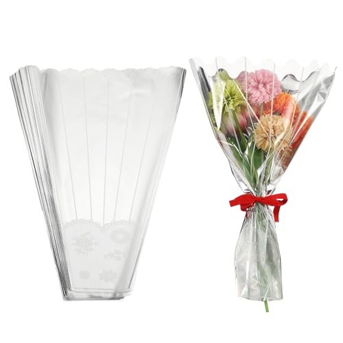 Pochette transparente pour fleur haut de gamme et finitions dentelle élégante