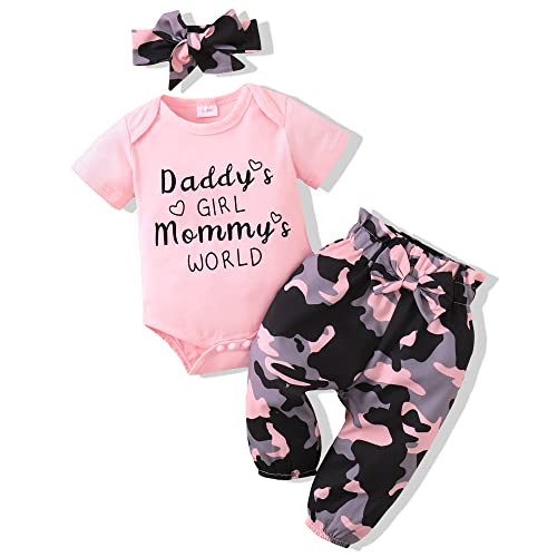 Image of Renotemy Newborn Infant Baby Girl Clothes Summer Outfits Infant Romper Pants Cute Toddler Girl Clothes Gift Set