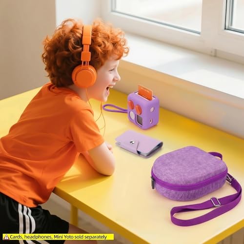 Image of Hard Case Compatible with Yoto Mini (2024 Edition), 3-in-1 Travel Bundle: Silicone Cover + Case with Shoulder Strap (Fits Mini Player & Headphones) + Up to 10 Card Holder for YOTO Cards (Purple)
