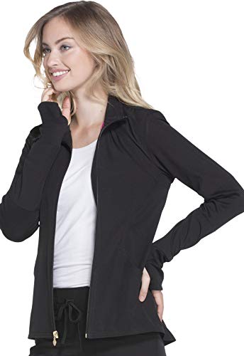 Heartsoul Break On Through Women Zip Front Warm Up Scrubs Jacket Hs315, M, Black #TOP3