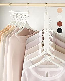 MORALVE Space Saving Hangers for Closet Organiser - 4 Pack Wood Shirt Organiser for Closet Space Saver Hangers for Clothes - Closet Clothes Hanger Organiser Stacker Space Saving Collapsible Hangers