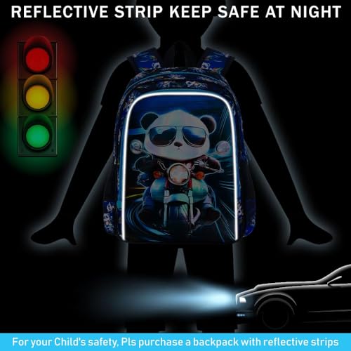 Image of CCJPX 3PCS Backpack for Boys, 16 Inch Kids Panda Water Resistant Preschool Backpacks, Cool Kindergarten School Bookbag Set for Teen Travel