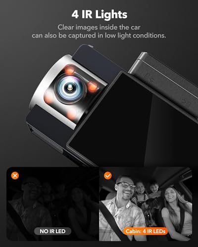 Image of WOLFBOX i17 4K 3 Channel Dash Cam Built-in 5.8GHz WiFi with 64GB Card, 4K+1080P+1080P Dash Cam Front and Rear Inside, Triple Car Camera with 3 Inch Screen, IR Night Vision, WDR, 24H Parking Mode, GPS
