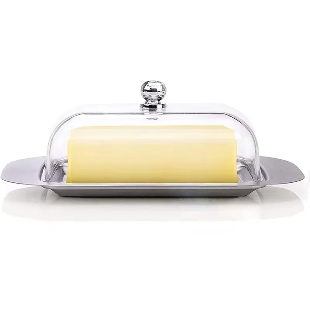 Piatto di Burro in Acciaio Inossidabile con Portametto di Formaggio/Contenitore Burroso di Stoccaggio del Coperchio