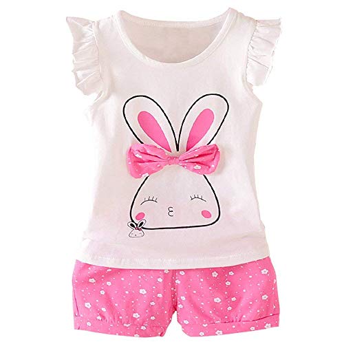 Easter Outfits Baby Girl Clothes Summer Outfits Short Sets 2 Pieces with T-Shirt + Short Pants (Red, 2-3T?100?)