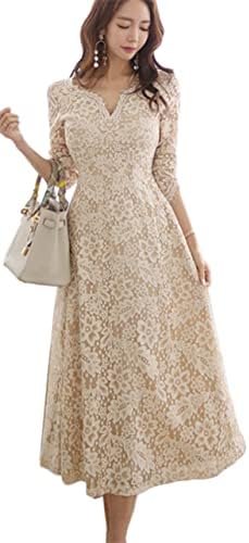 Amazon.co.jp: [CREAM] ワンピース レディース ドレス レース 