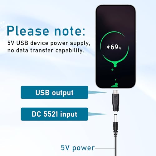 4 PCS Adaptador USB C a DC 5.5x2.1mm Negro miniatura 3