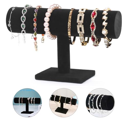 JINYJIA Soporte para Joyas,Expositor para Pulseras,Soporte para Pulsera,organizador de exhibición de barra en T,Soporte de Exhibición de Joyas,Organizador de Pulseras Terciopelo Negro Barra