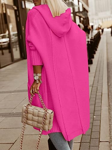 Image of Aoysky Womens Long Cardigans Cable Knitted Open Front Oversized Hooded Outerwear Sweater Coat