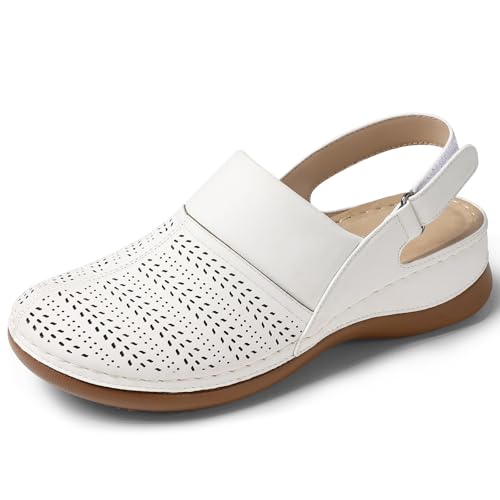 Image of TEMOFON Shoes for Women Clogs Sandals: Comfortable Closed Toe Wedge Shoes Sling-Back Walking Mules with Arch Support