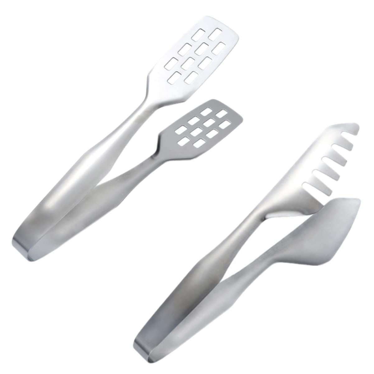 4 pcs Salad Utensils Multifunctional Barbecue Party Sugar Appetizers Cake Mini Slip Toast Non- Grilling Clips Buffet Home Grill Tong Tools Steel Sandwich Grabbing BBQ Tool (Color : Silver, Size : 25(S 2