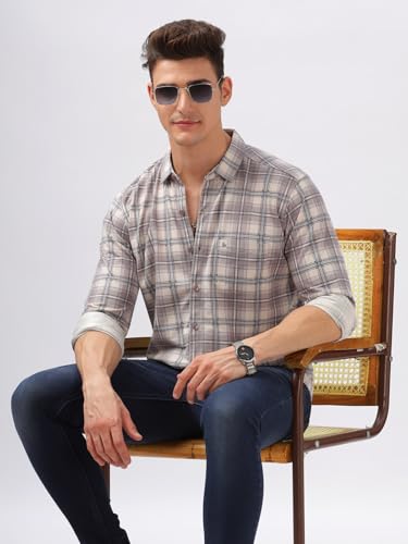 Image of BULLMER Trendy Regular Fit Striped Causal Full Sleeve Shirt for Men.