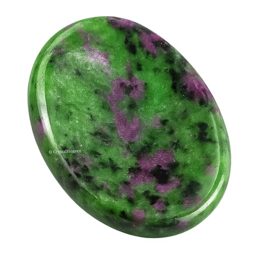 Image of Certified Ruby Zoisite Crystal Thumb Worry Pebbles Stones for Anxiety Stress Relief Massage - AAA Grade Original Healing Gemstone Agate Rubbing Stone for Yoga Meditation Spiritual Reiki Feng Shui