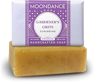 Hand Soap for Gardeners with Patchouli and Geranium Essential Oils, Shea and Cocoa Butter, Palm, Coconut and Olive Oil, Corn Grits, Rosemary Extract (One Bar) by MoonDance Soaps and More