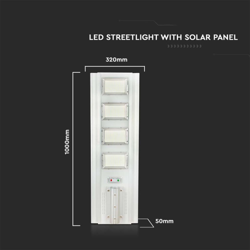 V-TAC Armatura Stradale LED SMD 50W con Pannello Solare Da 400W Colore Bianco 4000K IP65