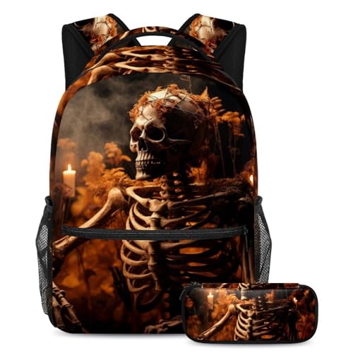 Sacs d'école d'Halloween squelette et sac à dos étudiant robuste