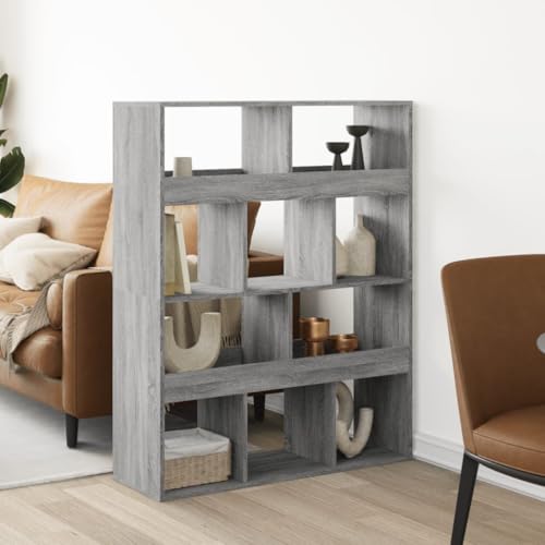 UJCHVHN Item-Separador de habitación Sonoma gris 100 x 33 x 125,5 cm, madera de ingeniería, estanterías, estanterías y estantes de pie