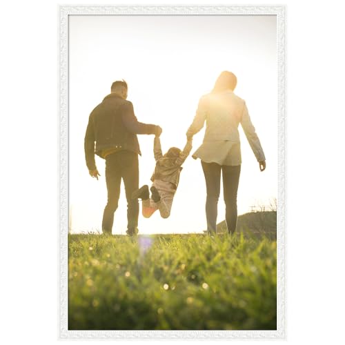 Amanti Art 24x36 Picture Frame, Bethany White Wood Framing for your Wedding Photos, Family Pictures, Diploma, Certificate, Kids Art Gift for Mom or Poster Wall Decor