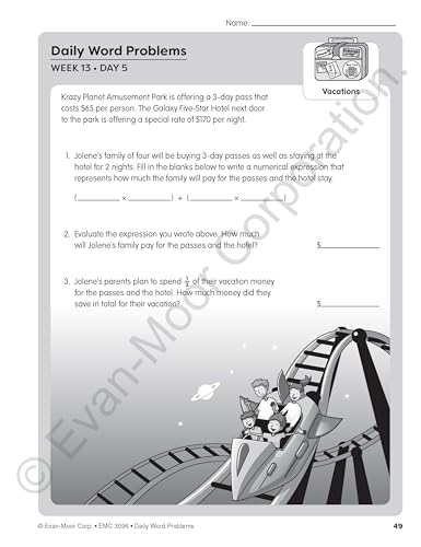Evan Moor Educational Publishers Daily Word Problems Math, Grade 6 Teacher Edition