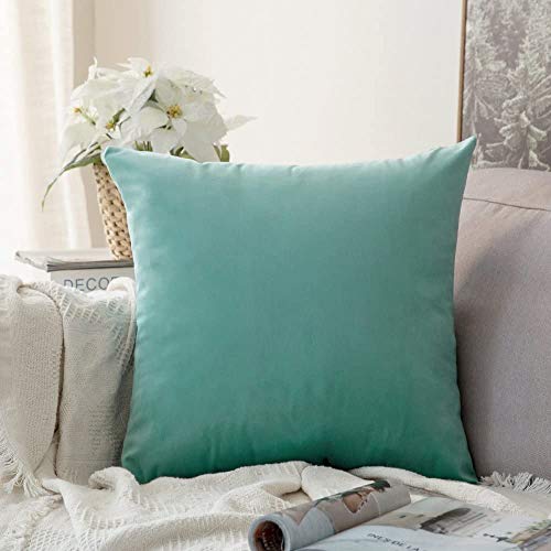 Image of Khooti Velvet Cushion Cover Pack of 1-40 inch x 40 inch / 102 x 102 cm - Teal Green - Soft Pillow Covers Cushion Case for Sofa Bedroom Livingroom Chair Car, Cushion Cover