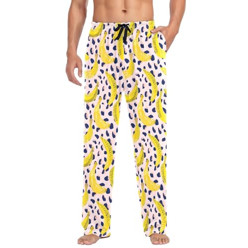 Men's Pajama Pants Banana Pink Blue Leopard Pajamas Bottoms Pj Pants Soft Cotton Lounge Pant Sleepwear Bottom for Men