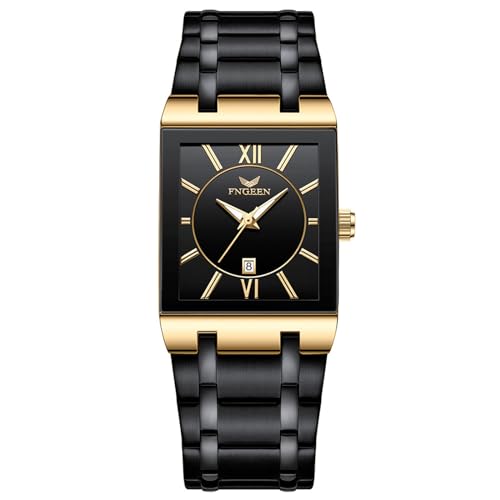 Silverora Armbanduhr Herren Rechteckig Herrenuhren: 3ATM Wasserdicht Eckige Analoge Quarz Uhren Herren Multifunktional Kalender Leuchtzeiger Uhr mit Edelstahlarmband Geschenke für Männer schwarz Gold Silverora Armbanduhr Herren Rechteckig Herrenuhren: 3ATM Wasserdicht Eckige Analoge Quarz Uhren Herren Multifunktional Kalender Leuchtzeiger Uhr mit Edelstahlarmband Geschenke für Männer schwarz Gold