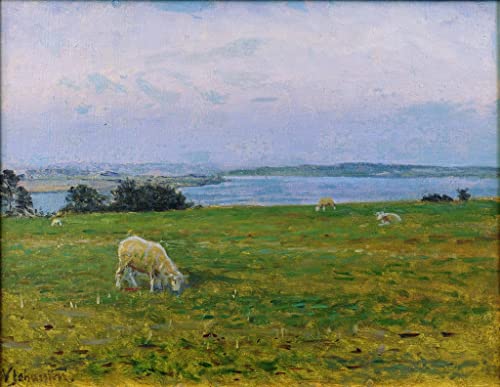 Peinture Murale Moutons broutant Osterby Viggo Johansen pour habiller élégamment un grand mur nu