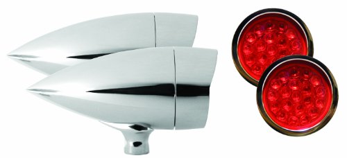Black Friday - 60% OFF IPCW Adjure XL1S3LR XL1 Red Lens Smooth Chrome Flush Mount Target LED Motorcycle Bullet Light with Visor Bezel - Pair