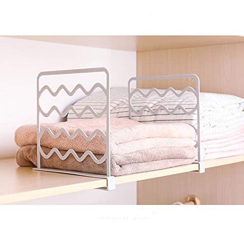 WOHSEROM 2 séparateurs d'étagères en Plastique PCS, Parfait Parfait pour Les placards Cuisine étagère Organisation de Rangement pour Organiser Les vêtements étagères de Placard, Livres,Blanc Cover