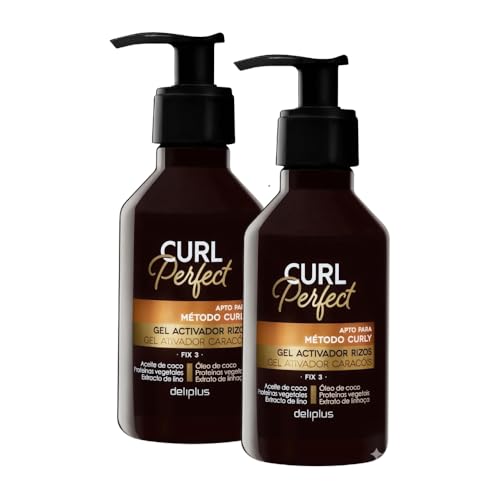 Deliplus Curl Perfect Gel Activador de Rizos, Fijación Media, con Aceite de Coco, Pack 2 x 200 ml