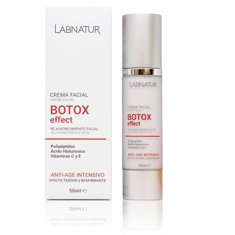 Crema Facial Efecto Botox Labnatur 50 ml | Antiarrugas Reafirmante con Ácido Hialurónico, Polipéptidos, Vitaminas C + E y Acmella | Natural, Vegana y Sin Parabenos
