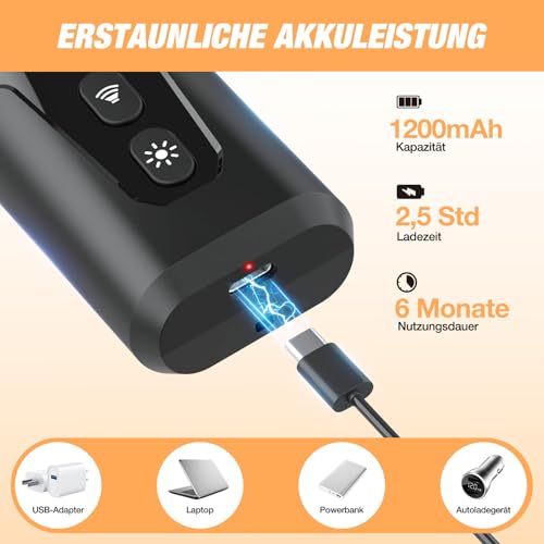 AOZOOM Ultraschall Anti Bell Gerät für Hunde, Handheld Ultraschall Hundegebell mit 4 Modi & LED, 15m Reichweite, Aufladbar & Sicheres & Effektives Bellstopp für Hunde Drinnen Draußen