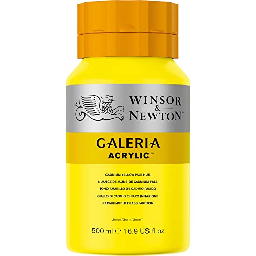 Image of Winsor & Newton Galeria Acrylic Colour - Jar of 500 ML - Cadmium Yellow Pale Hue (114) - Highly Pigmented Lightfast Artists' Acrylic Paints for Canvas, Wood, Fabric & Paper - More Colours Available
