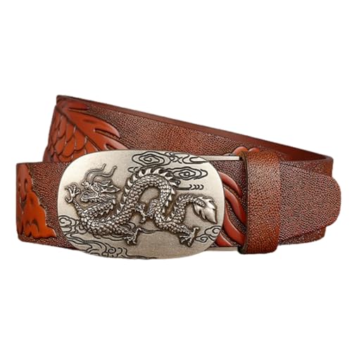 Ceinture à cliquet en cuir véritable marron pour un style élégant au bureau
