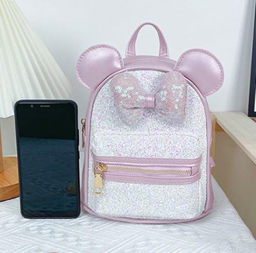 Toddler Girls Bling Glitter Bowknot Backpack Kindergarten Preschool Mini Backpack Kids Children Satchel Purses Daypack (white)2