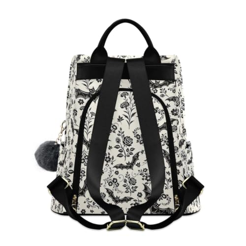 Image of ALAZA Retro Bat Flowers Pattern Backpack Purse for Women Anti Theft Fashion Back Pack Shoulder Bag