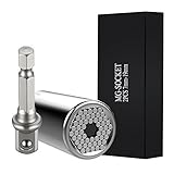Universal Socket - BUIEJDOG Multi-function 1/4’’-3/4’’ (7mm-19mm) Sockets Wrench Set with Chrome Vanadium Steel Power Drill Adapter, Professional Repair Tools for Men Husband Dad Father DIY Handyman