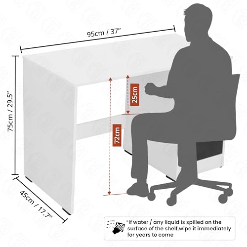 Image of ABOUT SPACE Study Table with Bottom Storage - WFH /Office Computer Table for Laptop, PC, Working, Drawing for Home Office Desk Engineering Wood(White & Black Mahogany- L 95 x B 45 x H 75 cm)