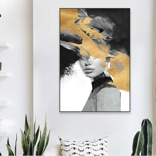 Impression couleur or visage femme affiche abstraite moderne 80x120cm - 3