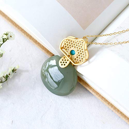 Collier argent 925 durable anti-ternissement avec jade cyan véritable - 3