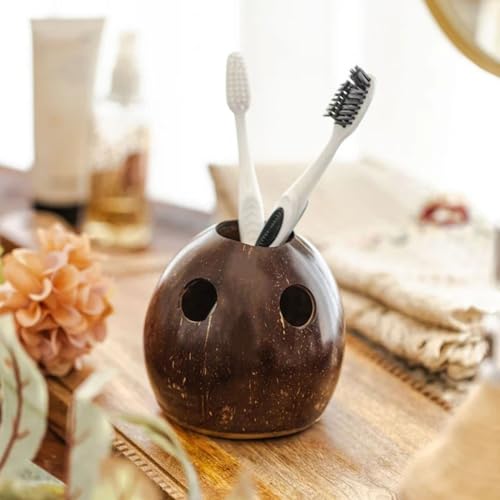 HOME INFINIX ECO-Friendly Coconut Shell Toothbrush Holder - Handmade Natural