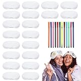 JDCMEI Set de 32 Piezas para Fiestas de Pijamas de Chicas, Máscara de Sueño Ultrasuave 20 Máscaras para Ojos Personalizables y 12 Lápices de Colores Antifaz con Cinta Elástica para Fiestas de Pijamas