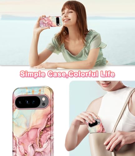 Btscase for Google Pixel 10 Pro Case/Pixel 10 Case 2025 [Military Grade Shockproof] Stylish Marble Pattern Slim Protective 3 Layers Hard PC+Soft Silicone Rugged Women Men Anti-Scratch Cover, Rose Gold - image 6